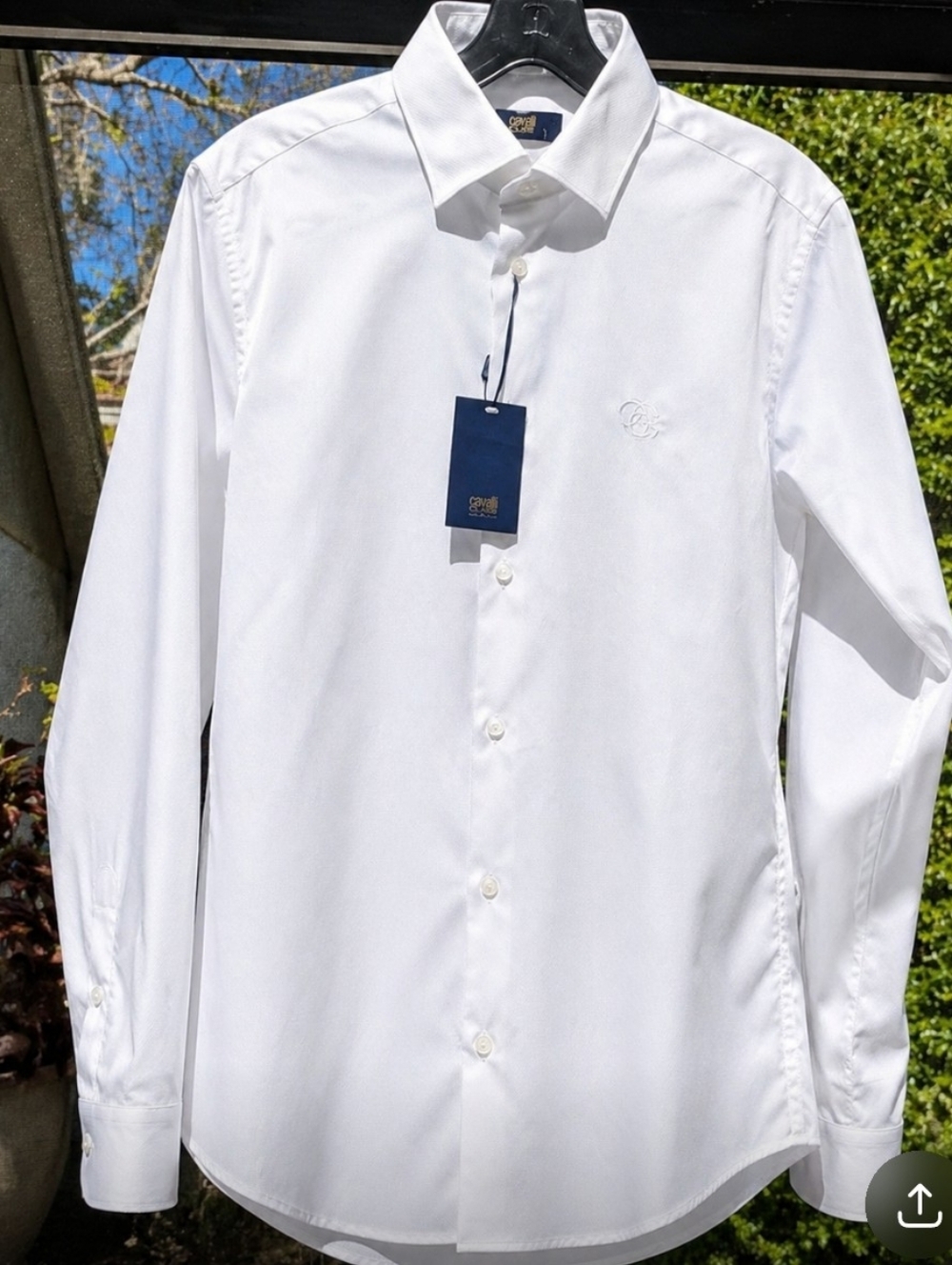 NWT Cavalli Class White Slim Fit Logo Shirt 15.5